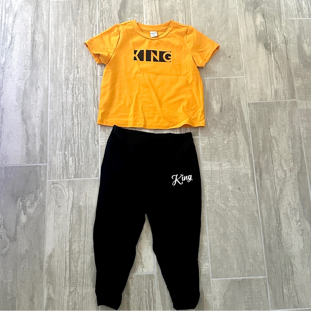 3/$22🩶 SHEIN King T Shirt & Joggers Kids Toddler Outfit Set 2-3Y NEW